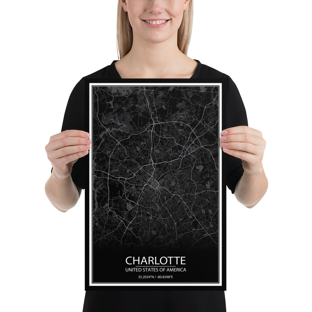 Charlotte Black Paper Map