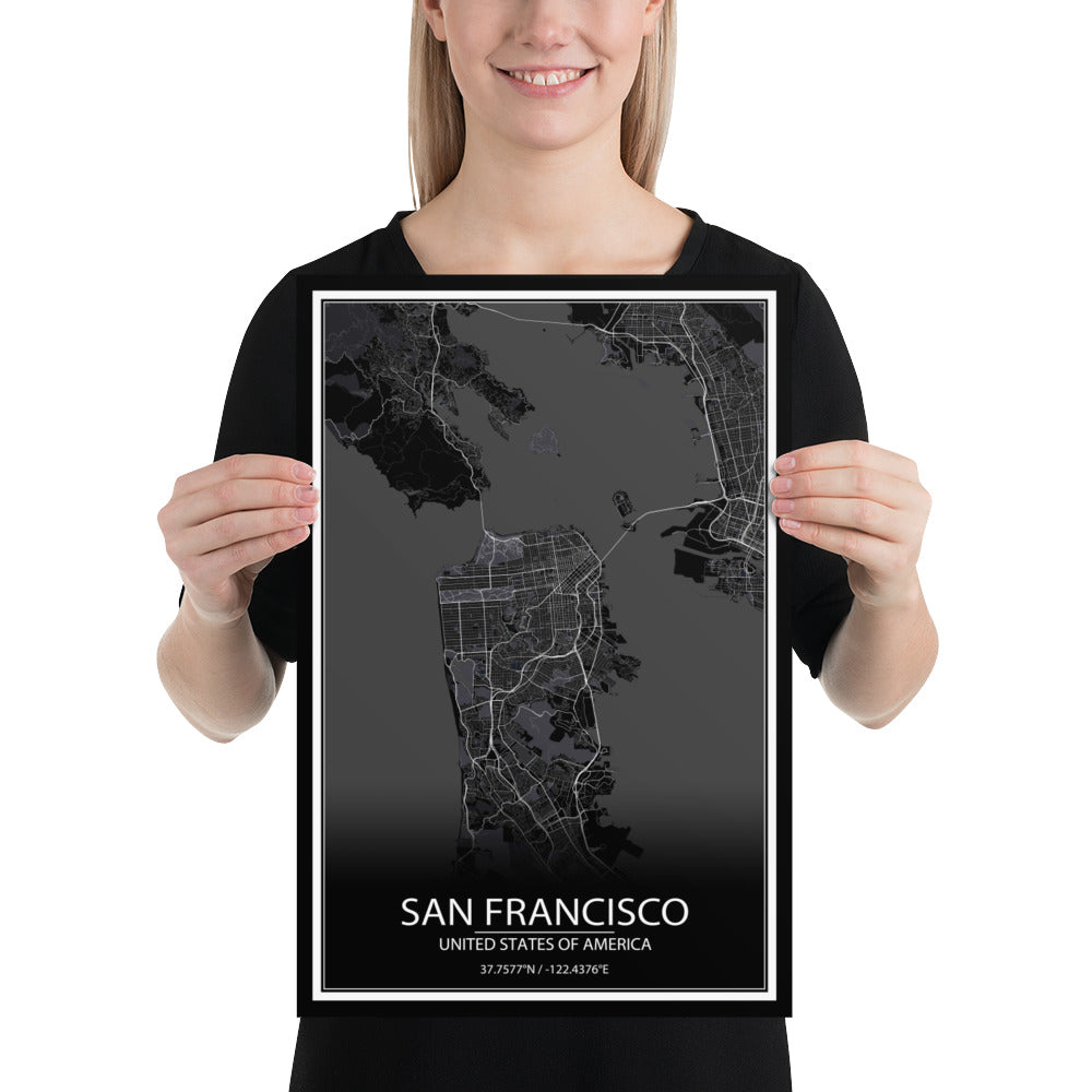 San Francisco Black Paper Map