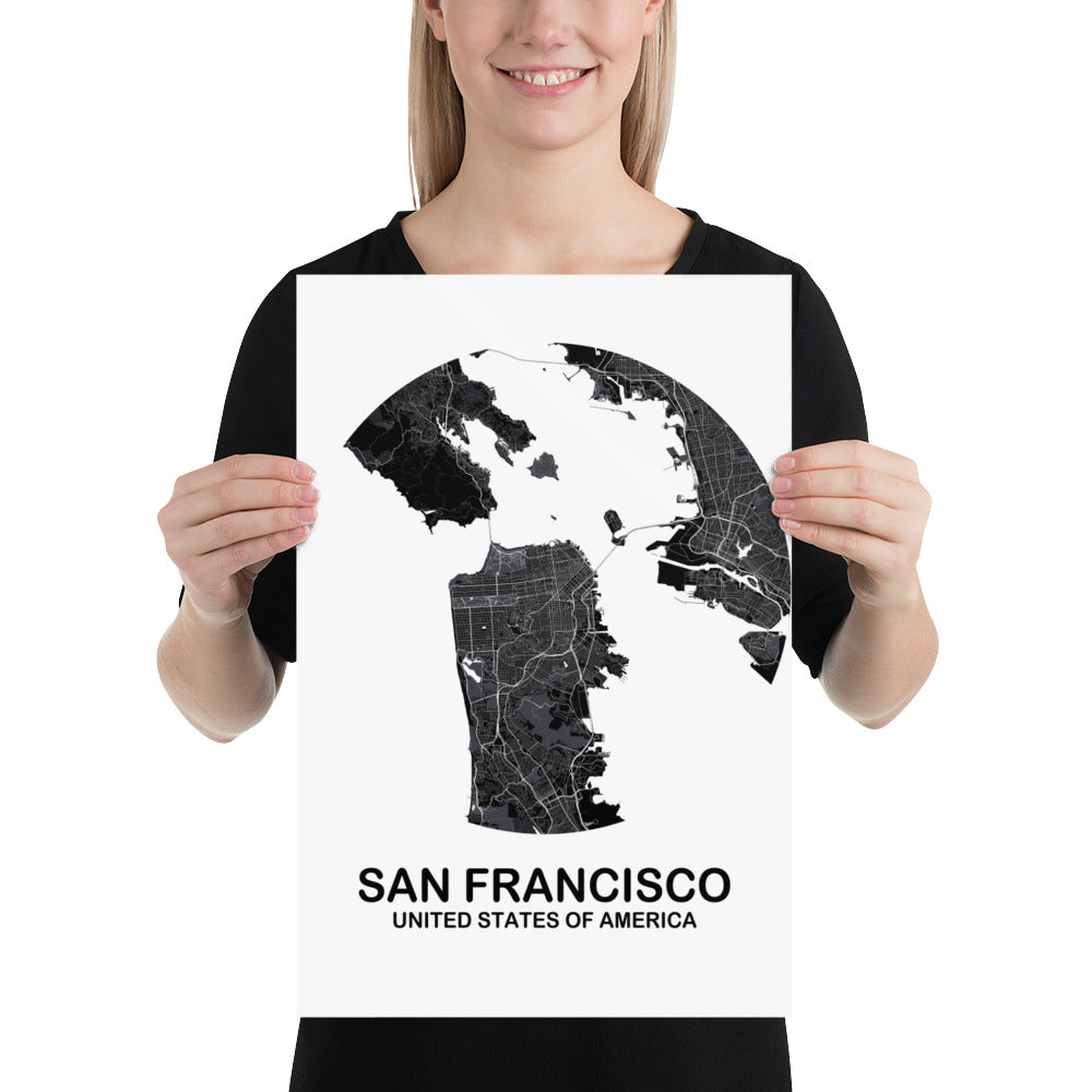 San Francisco Circular Black Paper Map