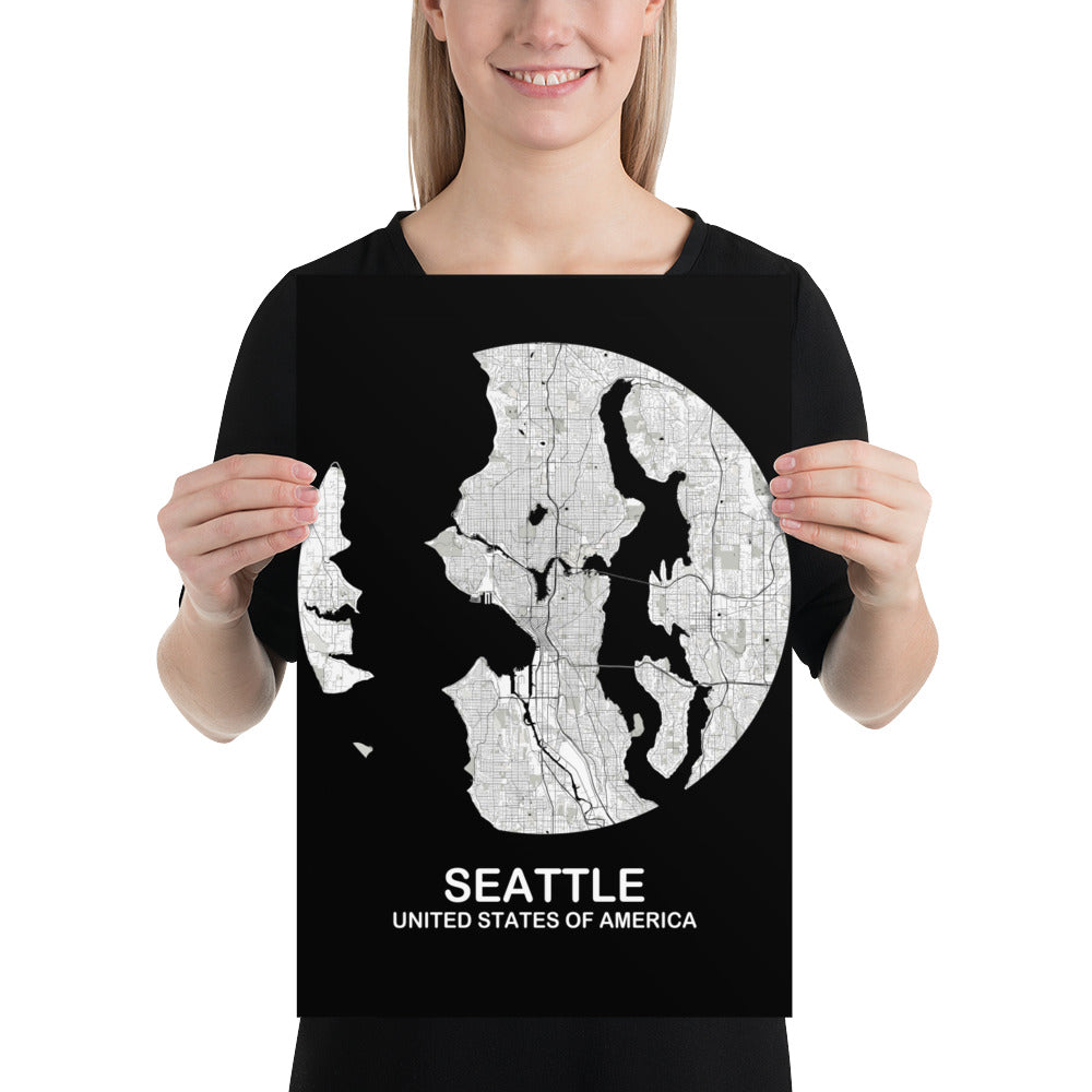 Seattle Circular White Paper Map