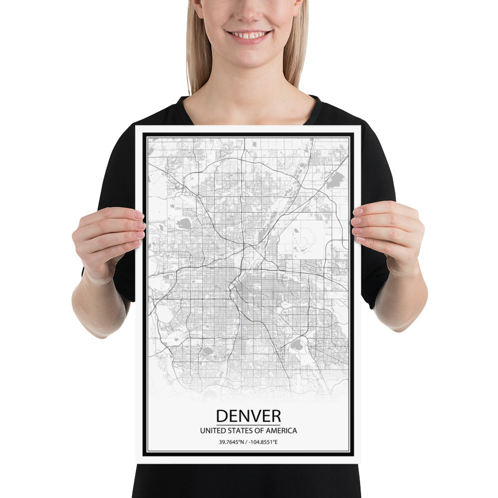 Denver White Paper Map