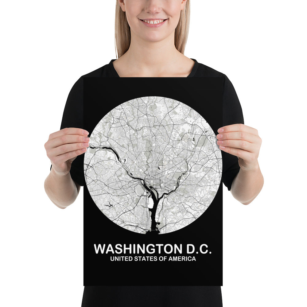 Washington, D.C. Circular White Paper Map