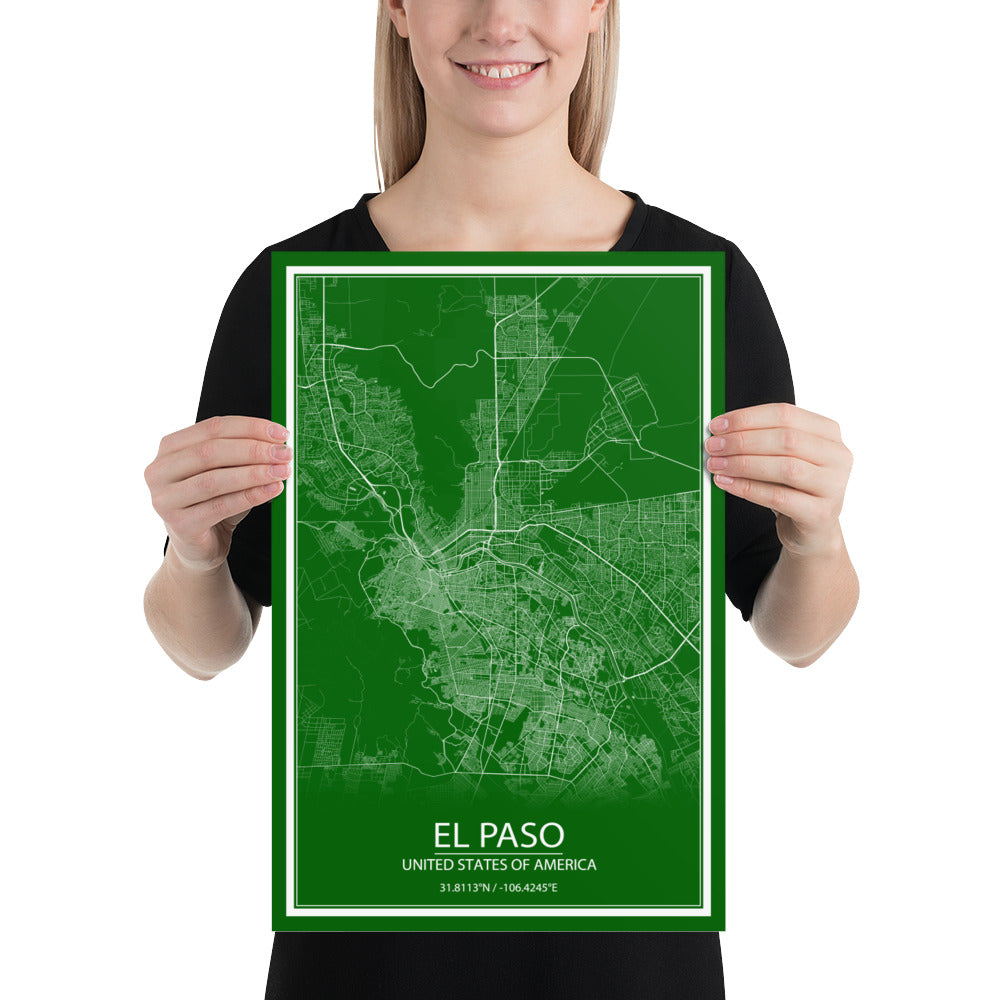 El Paso Green and White Paper Map