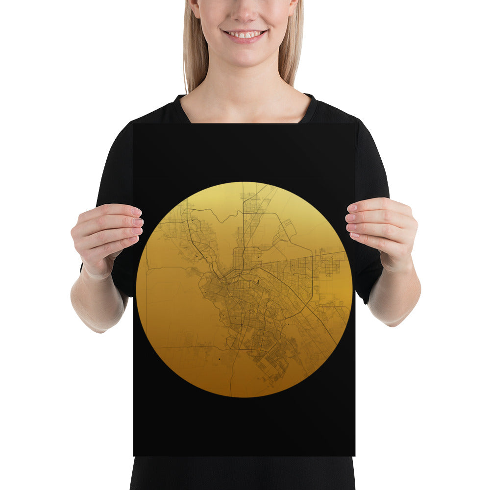 El Paso Gold on Black Paper Map