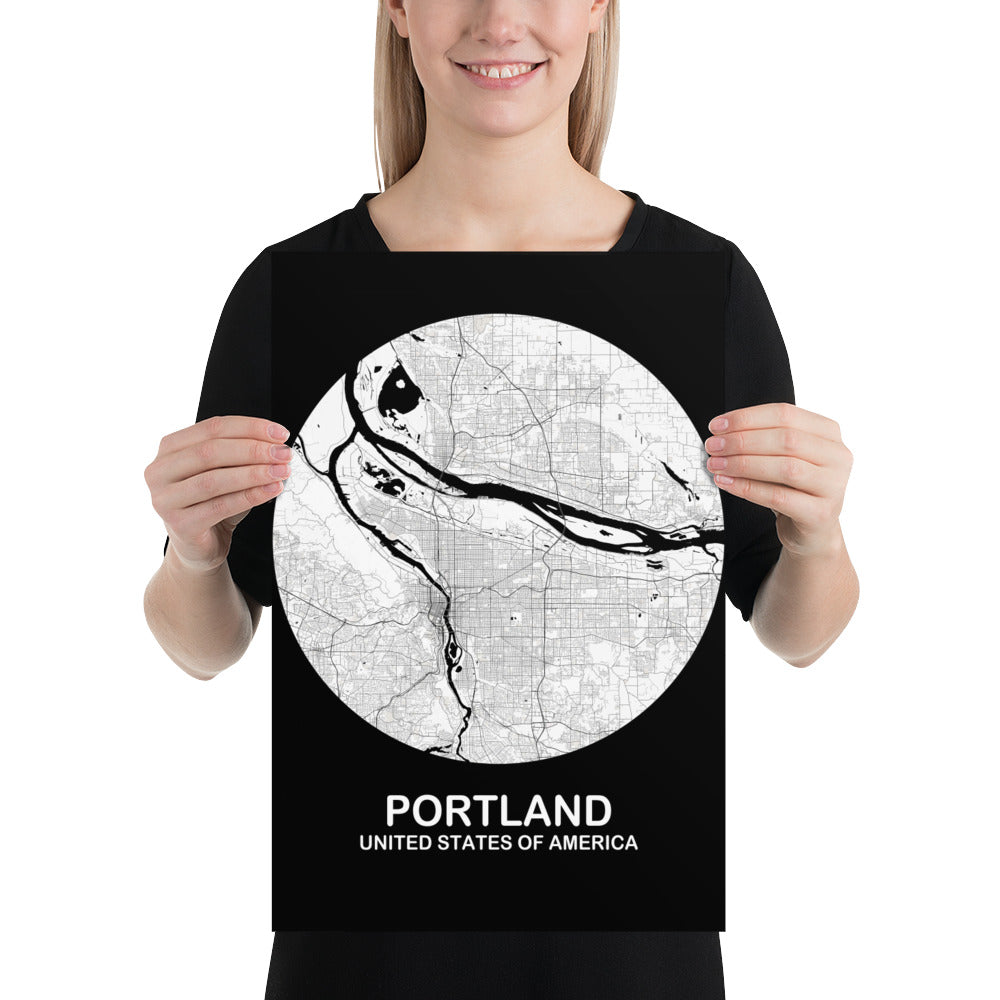 Portland Circular White Paper Map