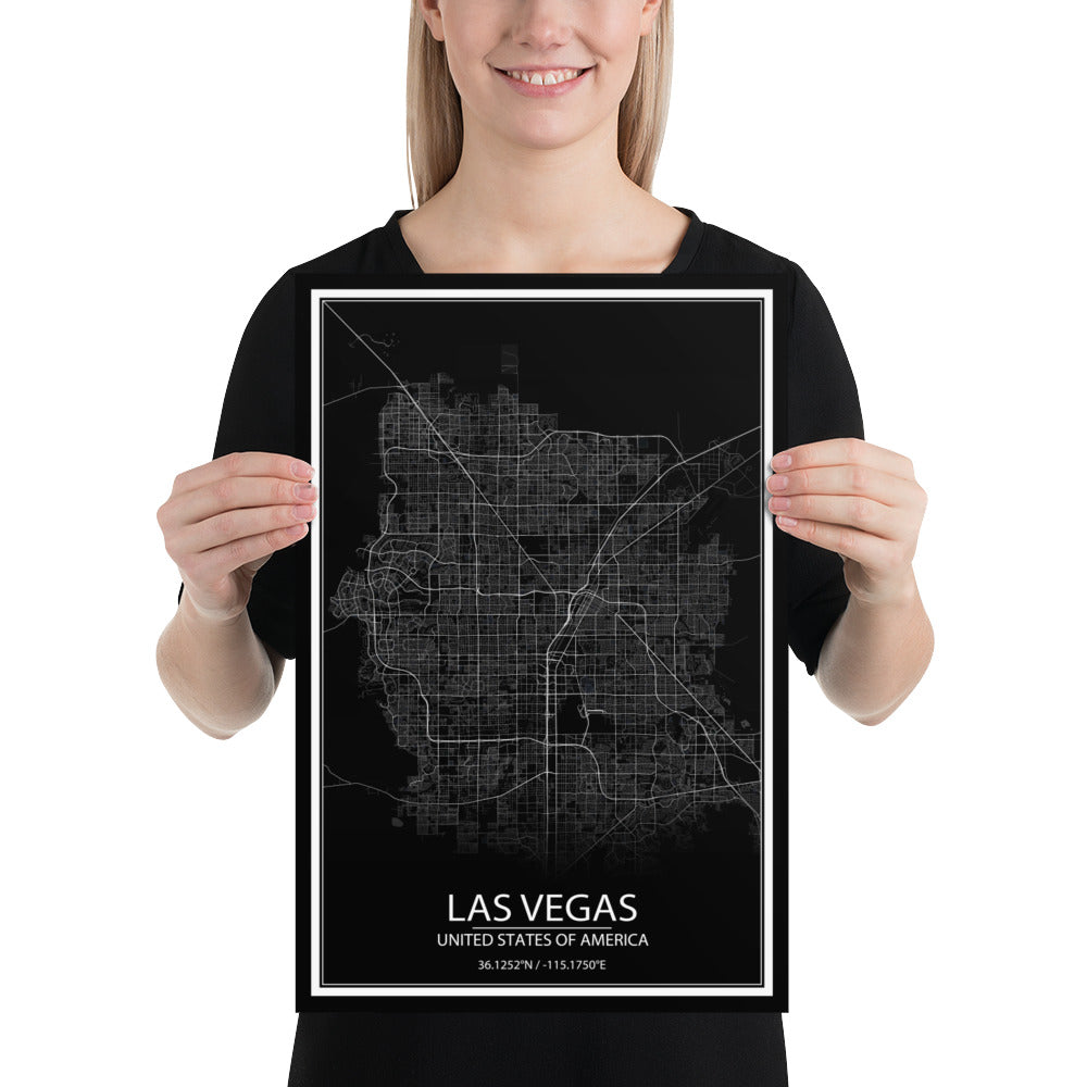 Las Vegas Black Paper Map