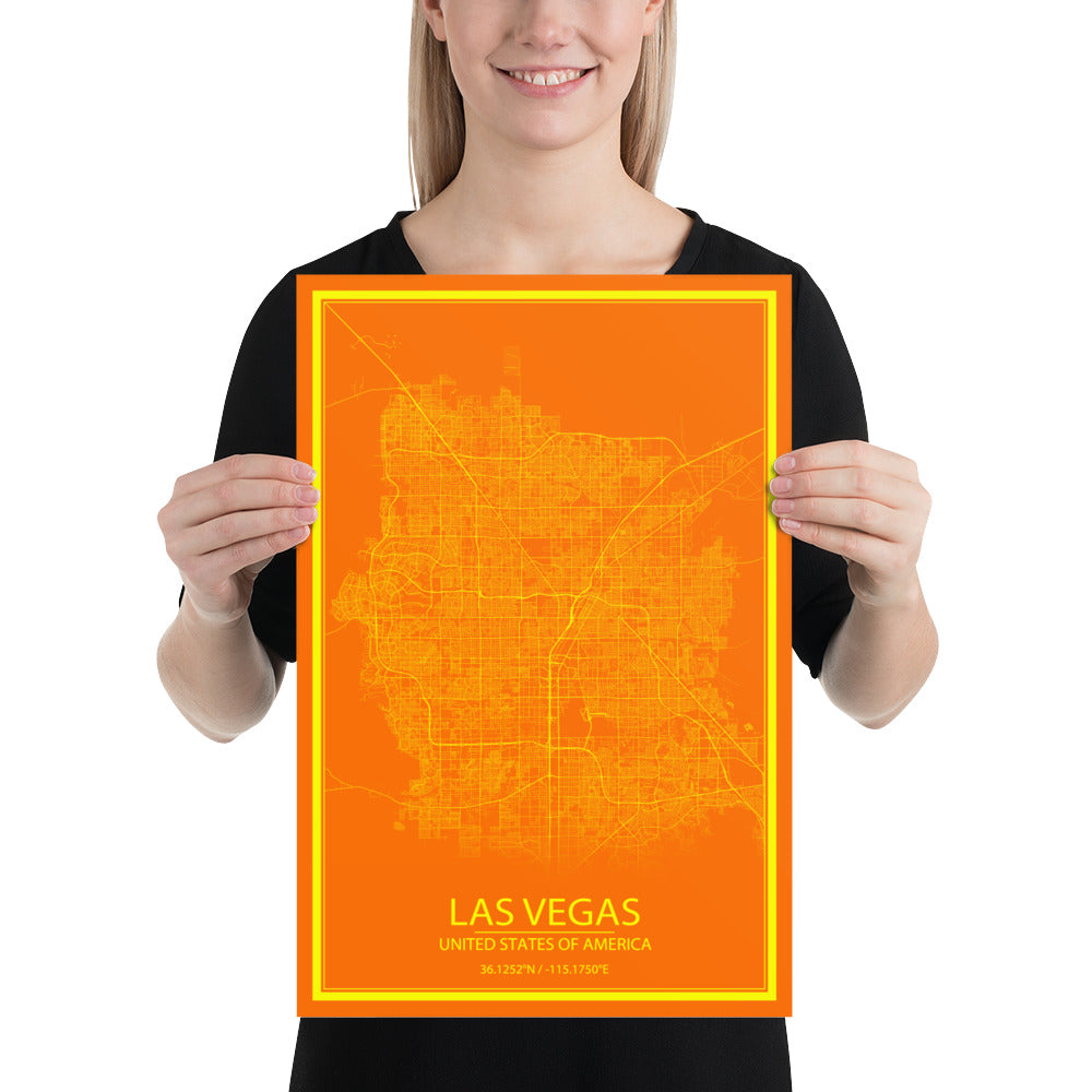 Las Vegas Orange and Yellow Paper Map