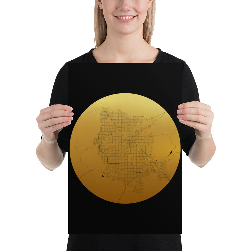 Las Vegas Gold on Black Paper Map