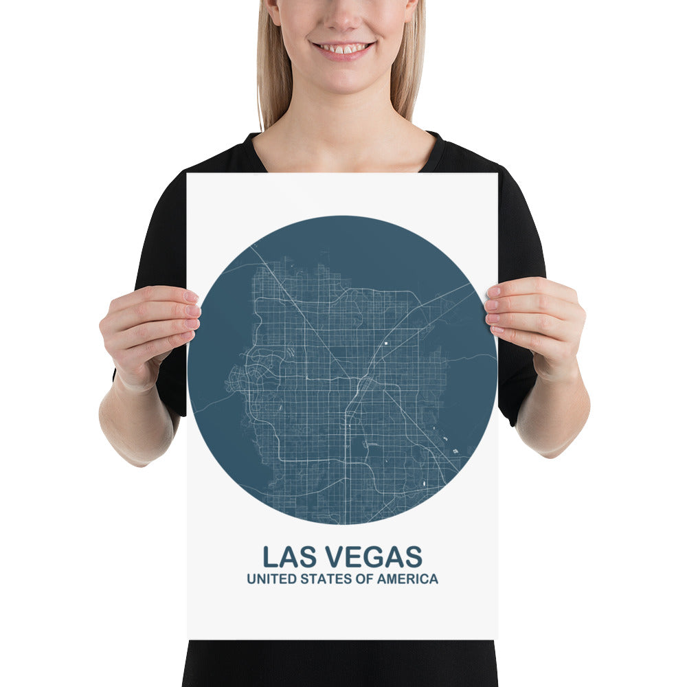 Las Vegas Circular Blue Paper Map