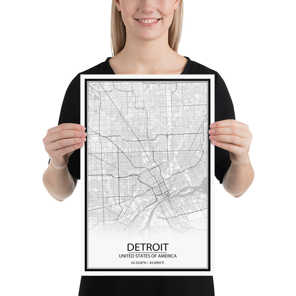 Detroit White Paper Map