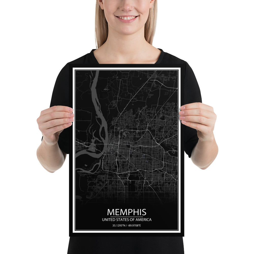 Memphis Black Paper Map