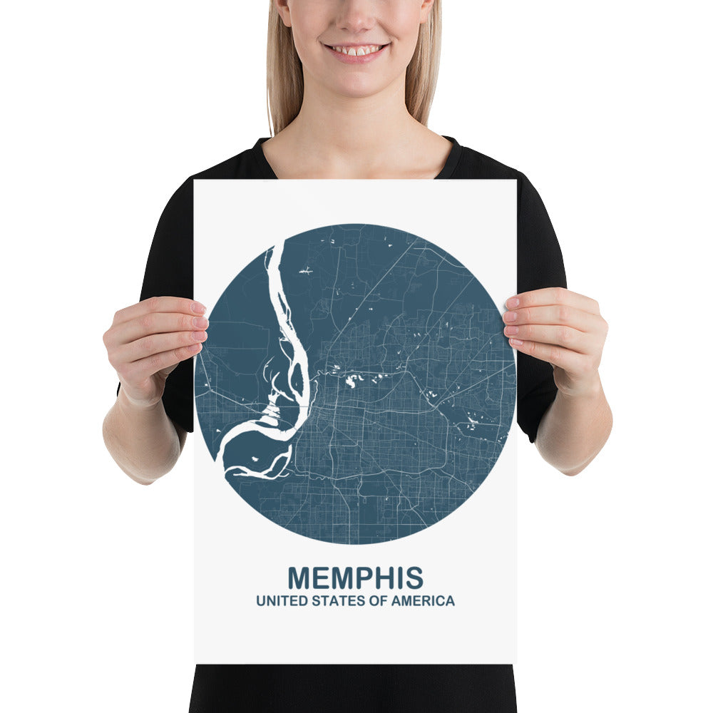 Memphis Circular Blue Paper Map