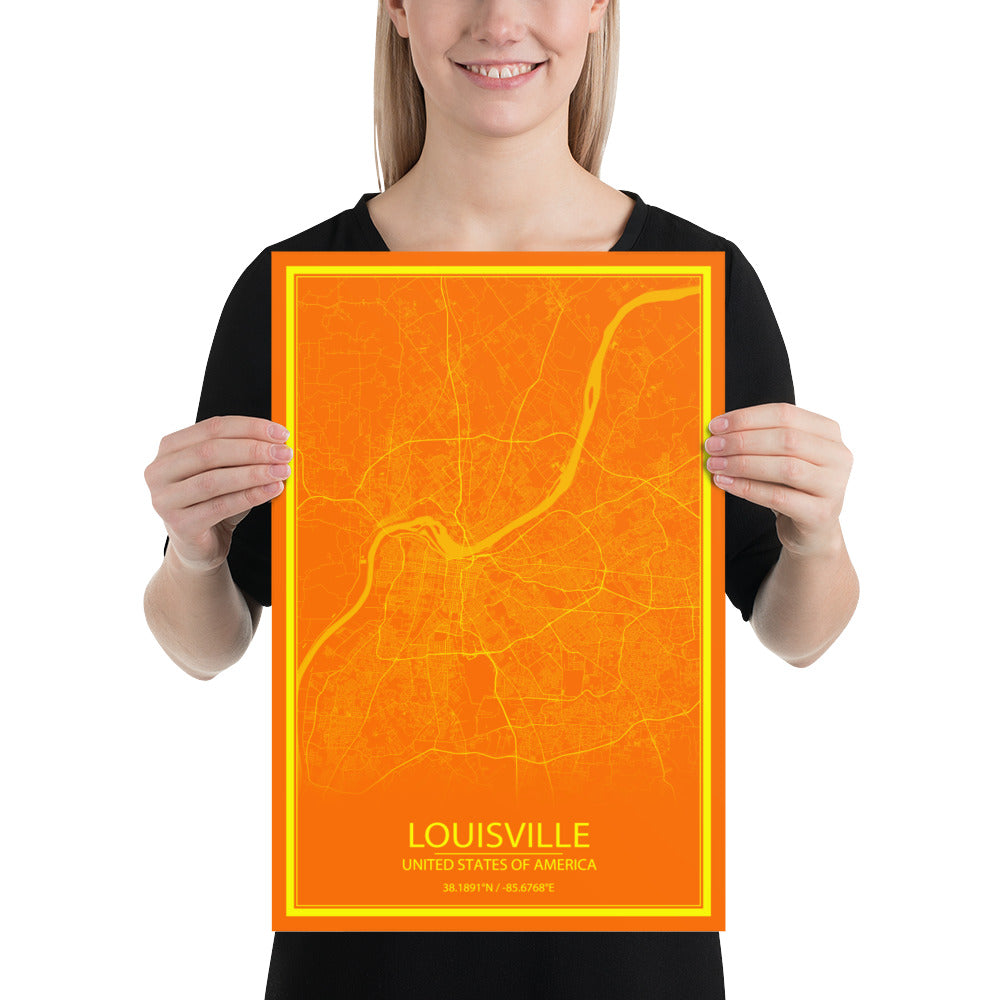 Louisville Orange and Yellow Paper Map