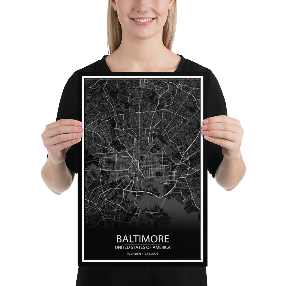 Baltimore Black Paper Map