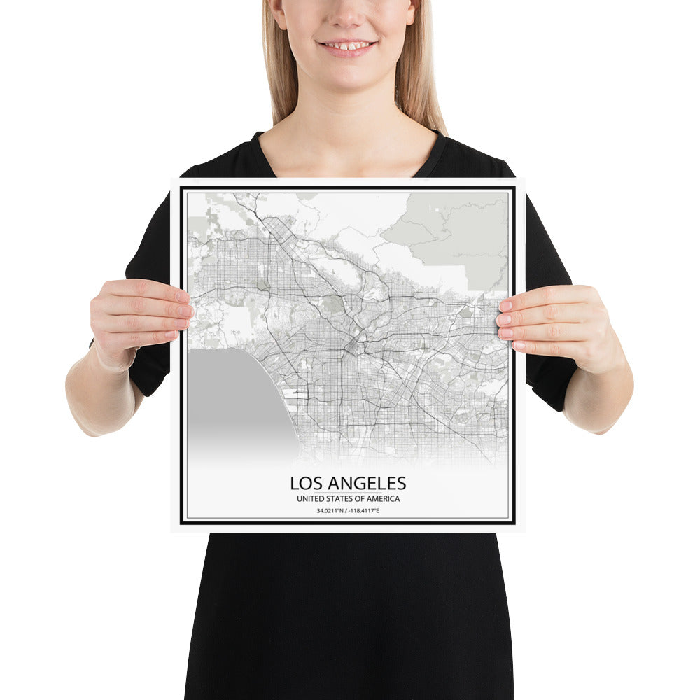 Los Angeles White Paper Map