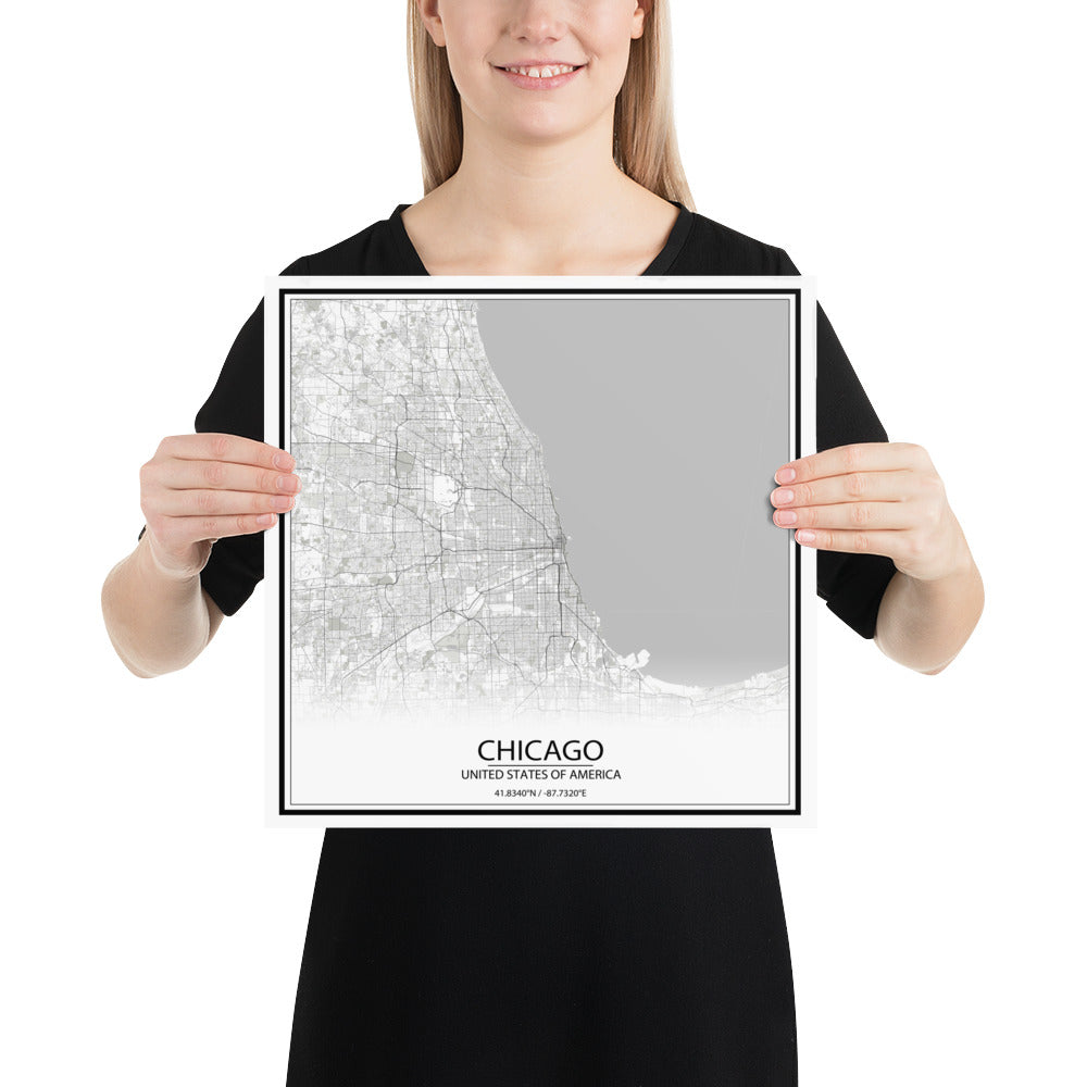 Chicago White Paper Map