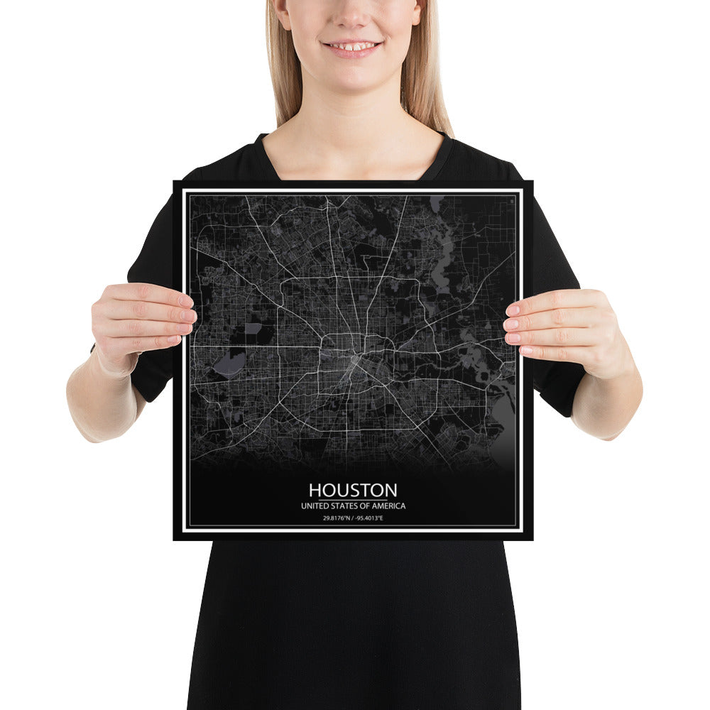 Houston Black Paper Map