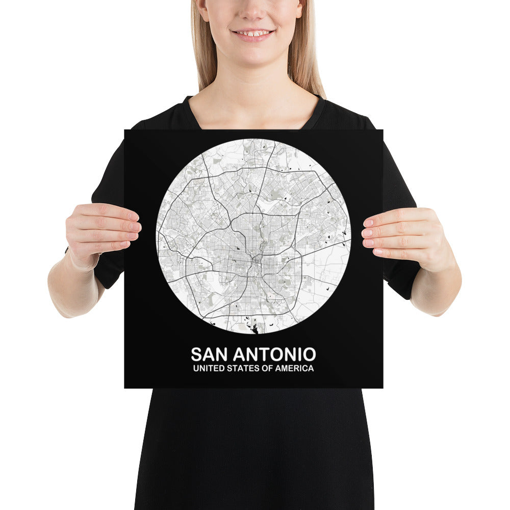 San Antonio Circular White Paper Map