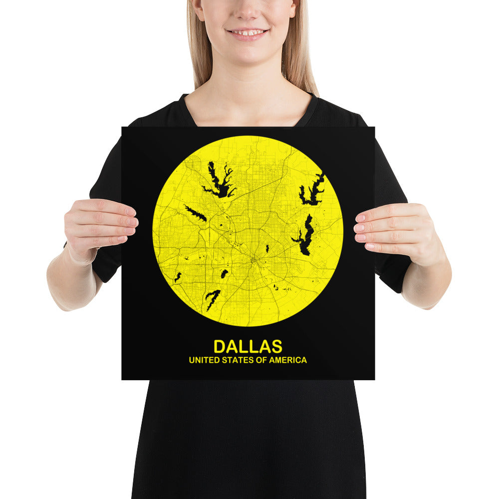 Dallas Circular Yellow Paper Map