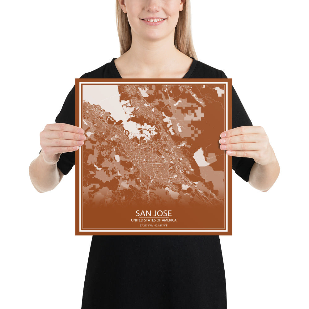 San Jose Brown and White Paper Map