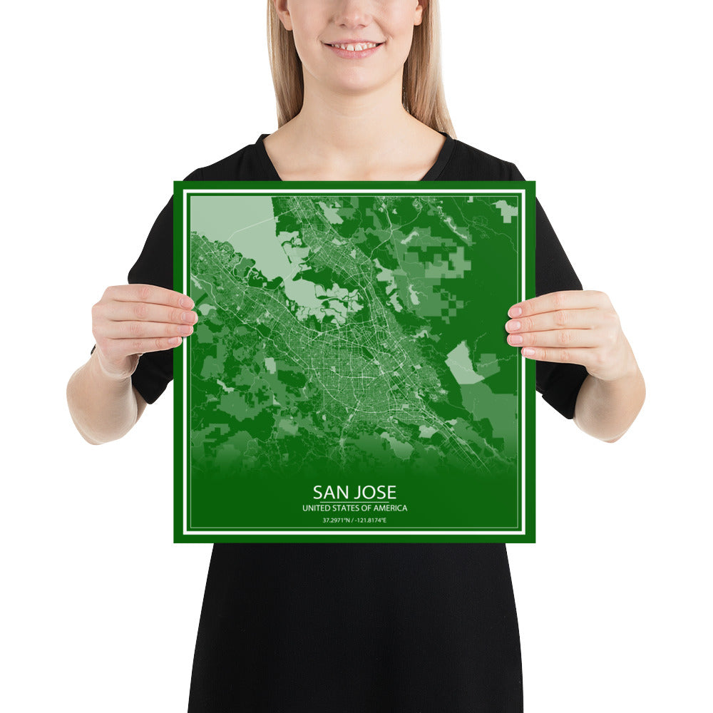 San Jose Green and White Paper Map