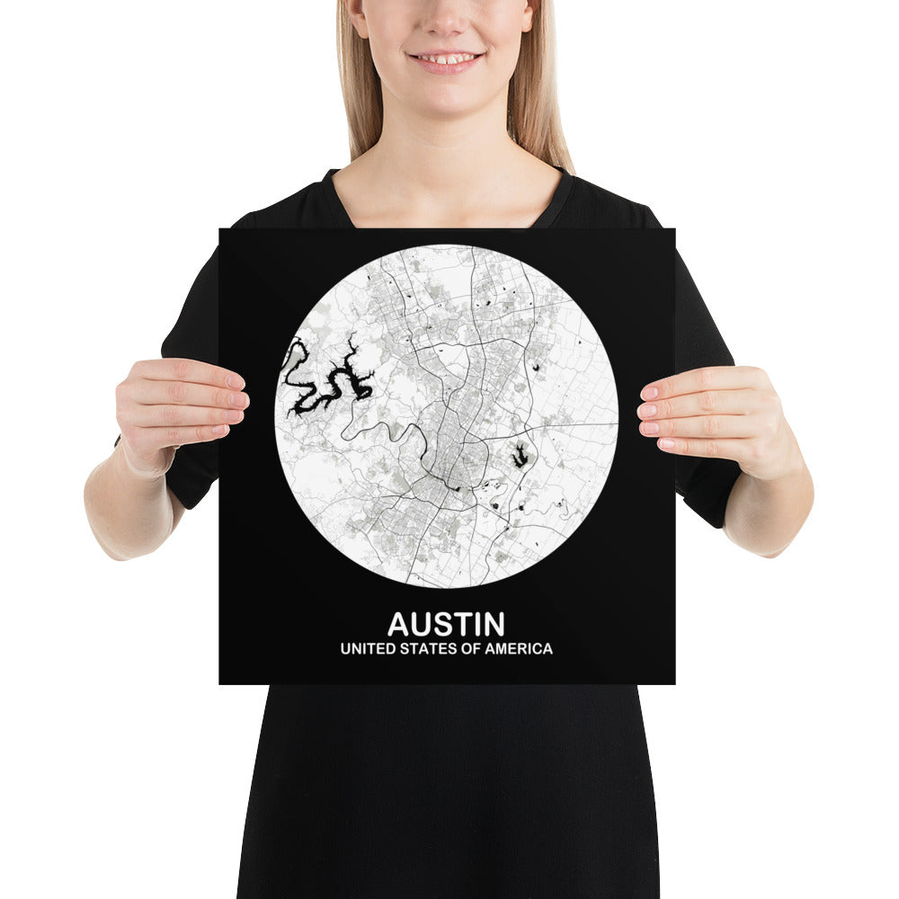 Austin Circular White Paper Map