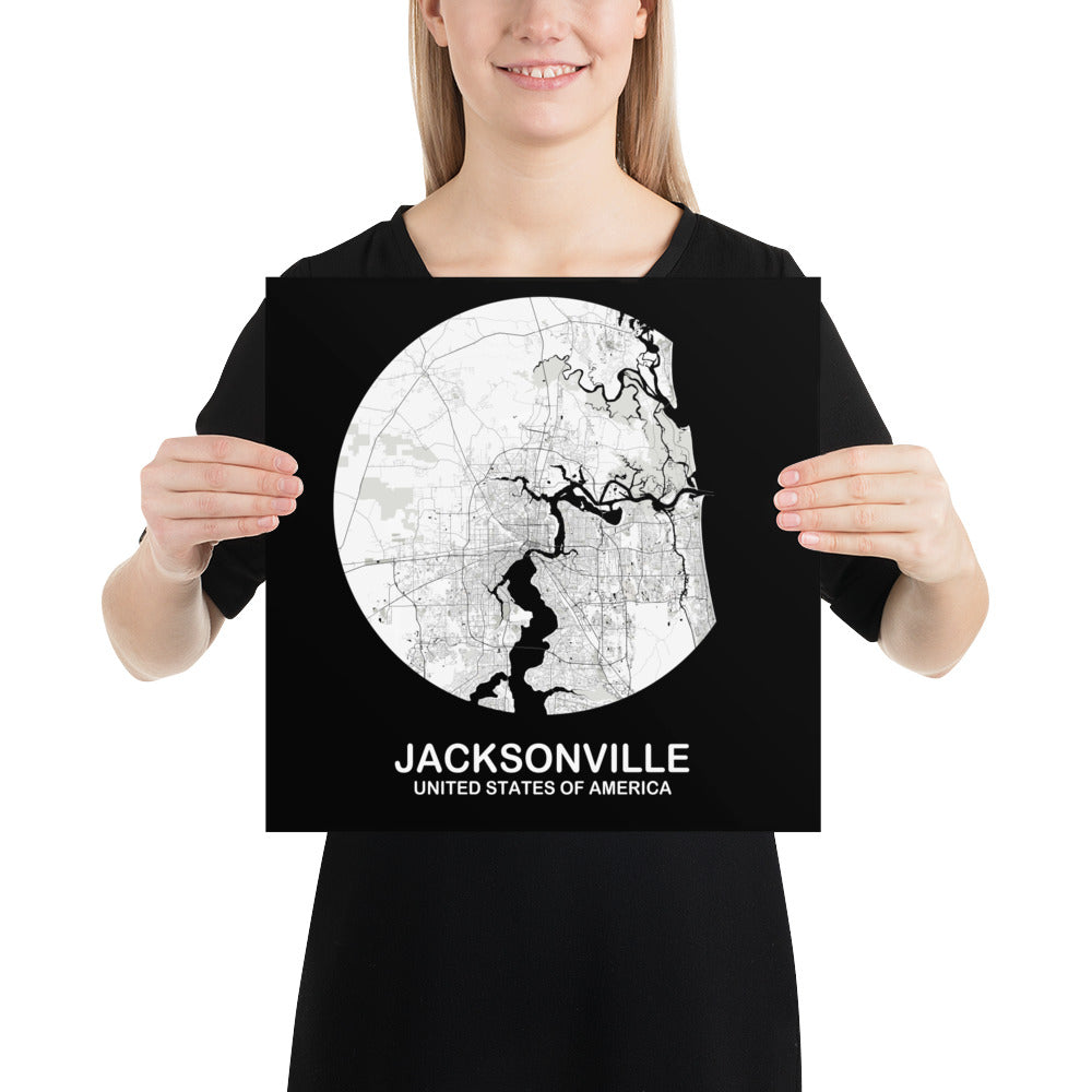 Jacksonville Circular White Paper Map