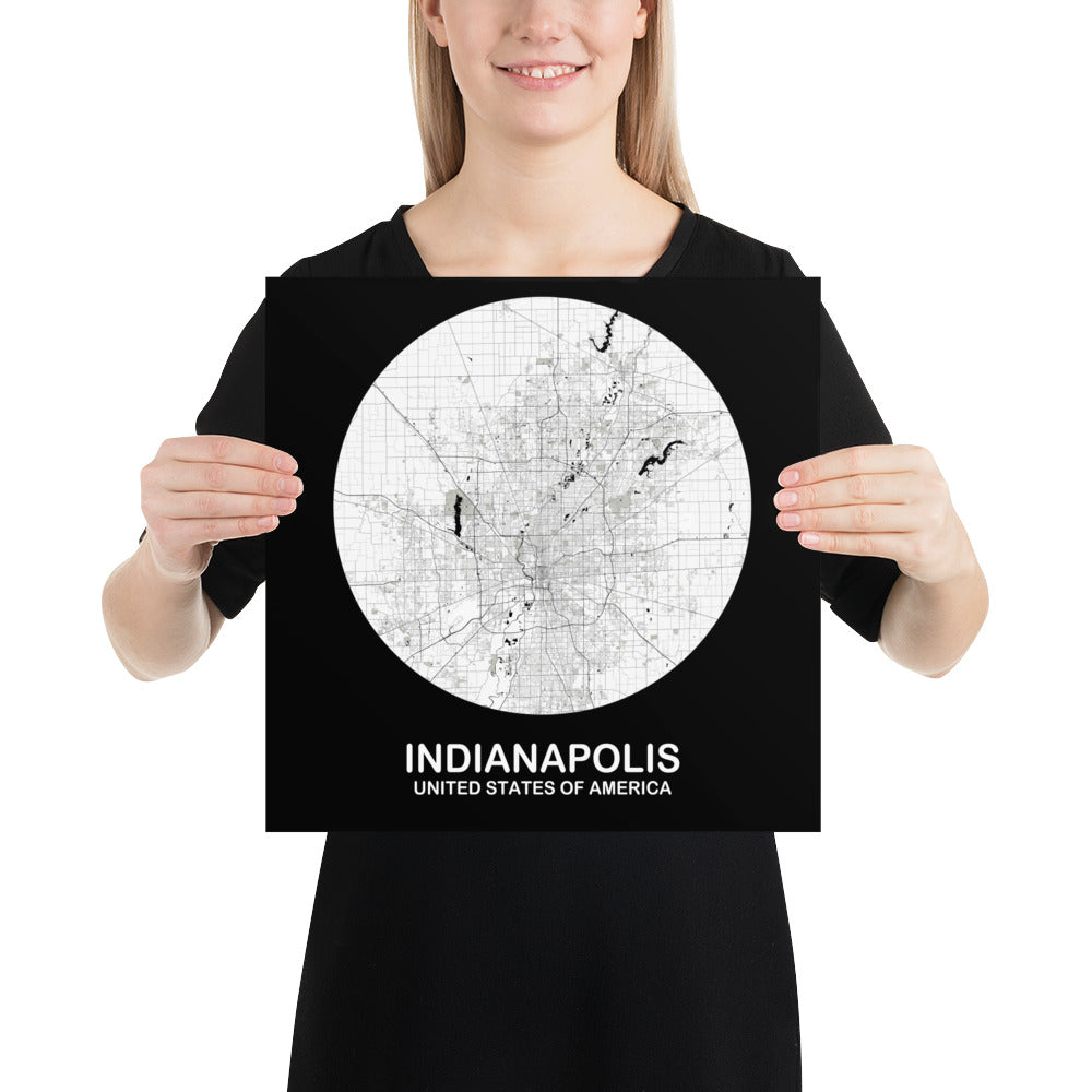 Indianapolis Circular White Paper Map