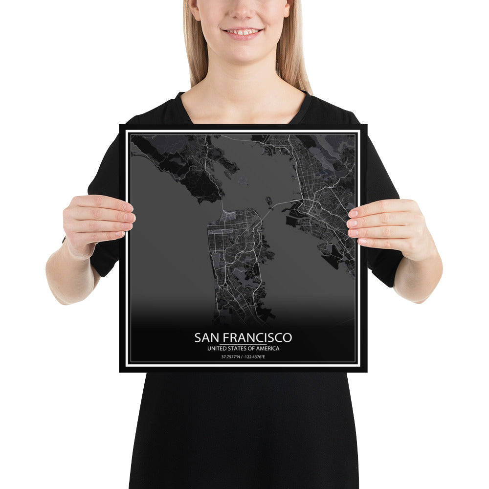 San Francisco Black Paper Map