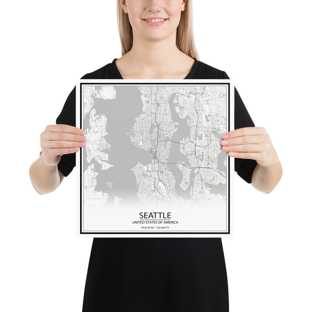 Seattle White Paper Map