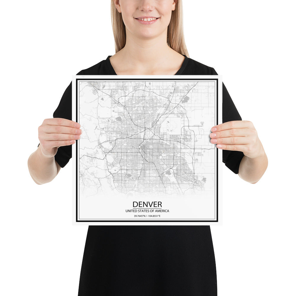 Denver White Paper Map