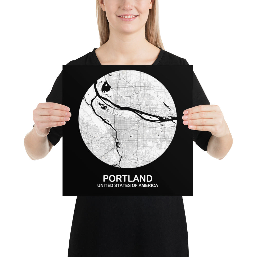 Portland Circular White Paper Map