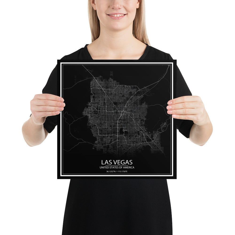 Las Vegas Black Paper Map