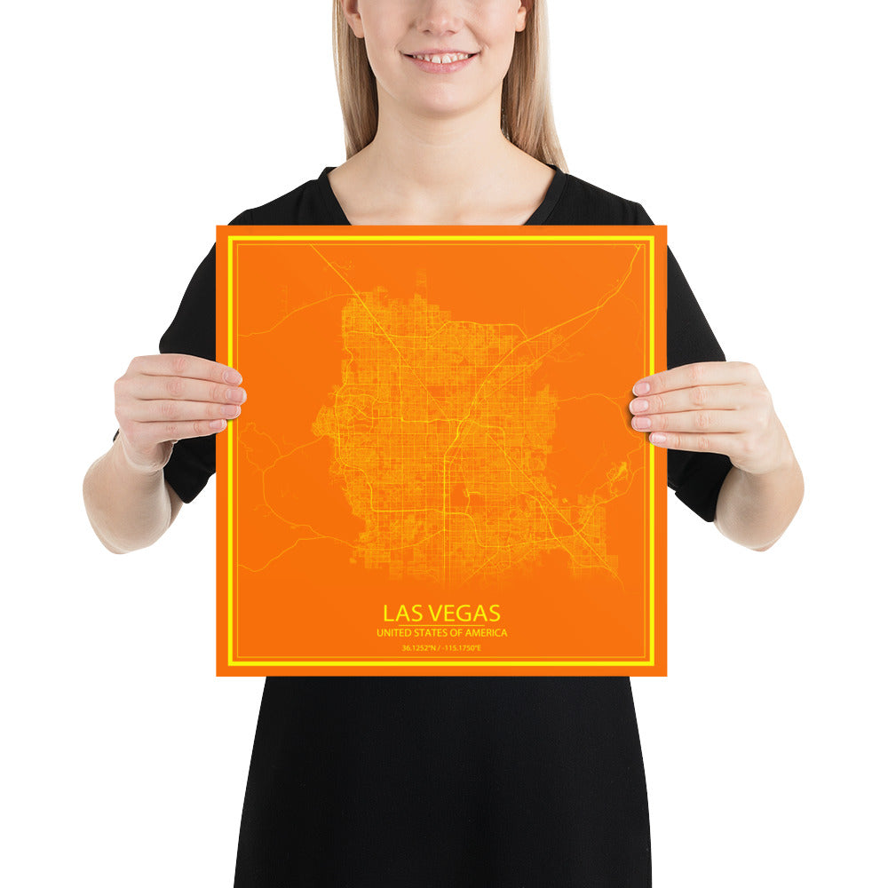 Las Vegas Orange and Yellow Paper Map