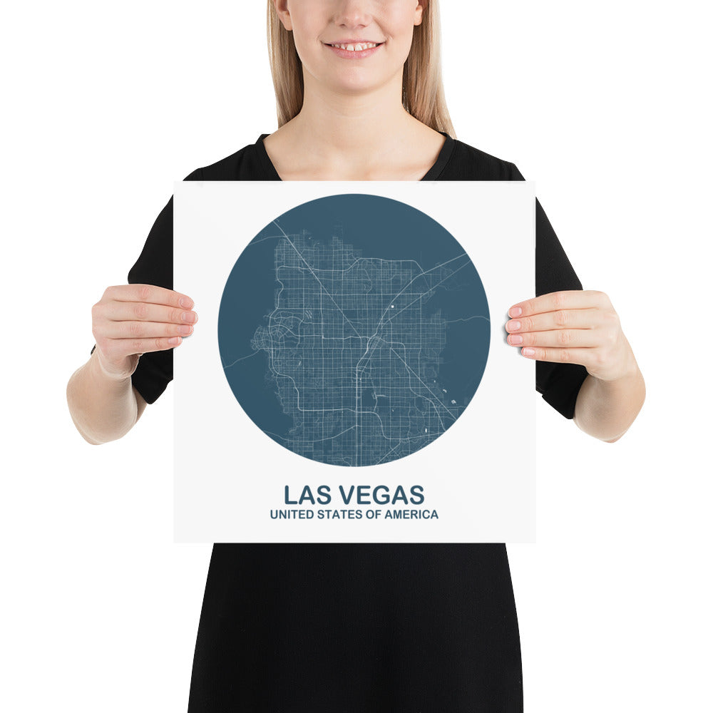 Las Vegas Circular Blue Paper Map