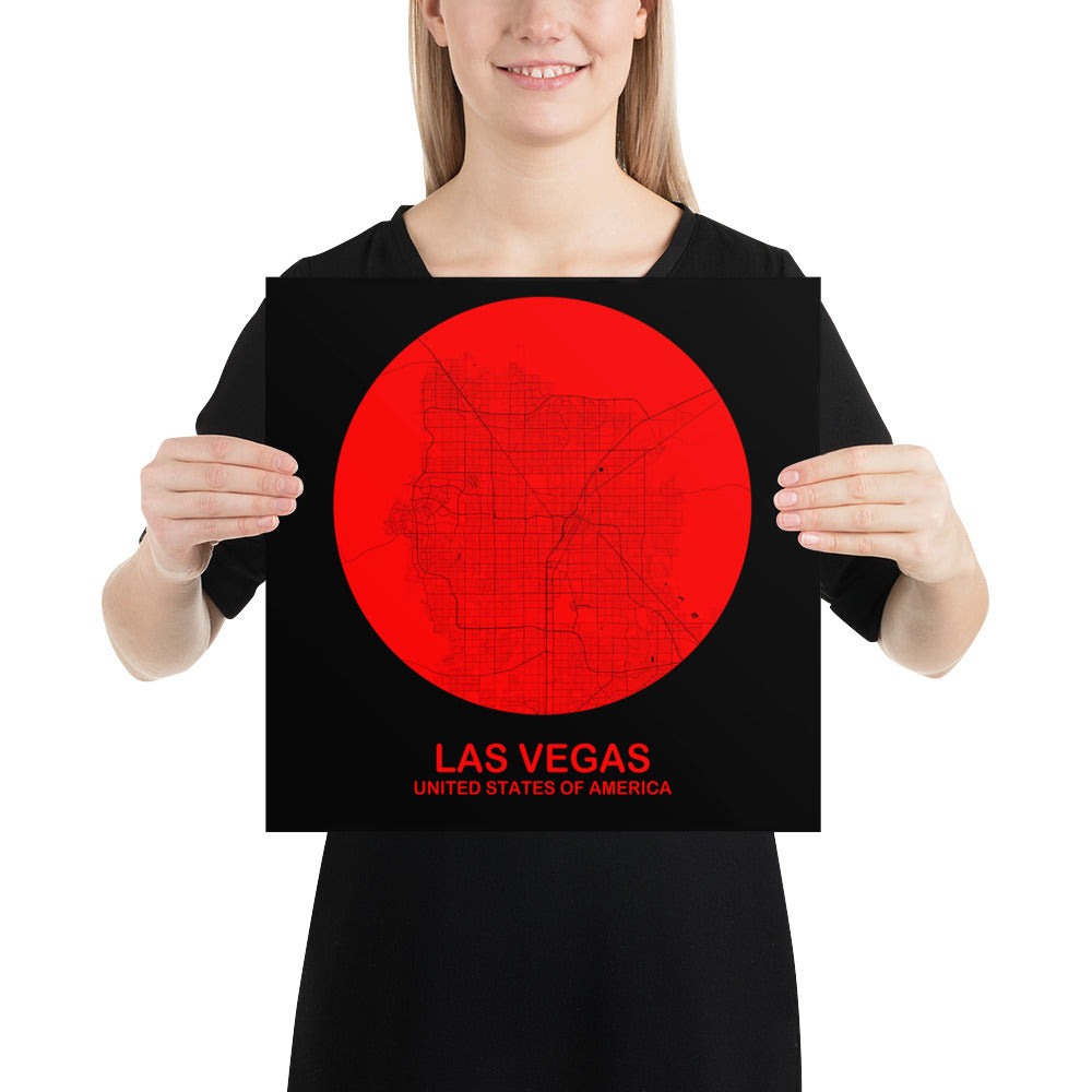 Las Vegas Circular Red Paper Map