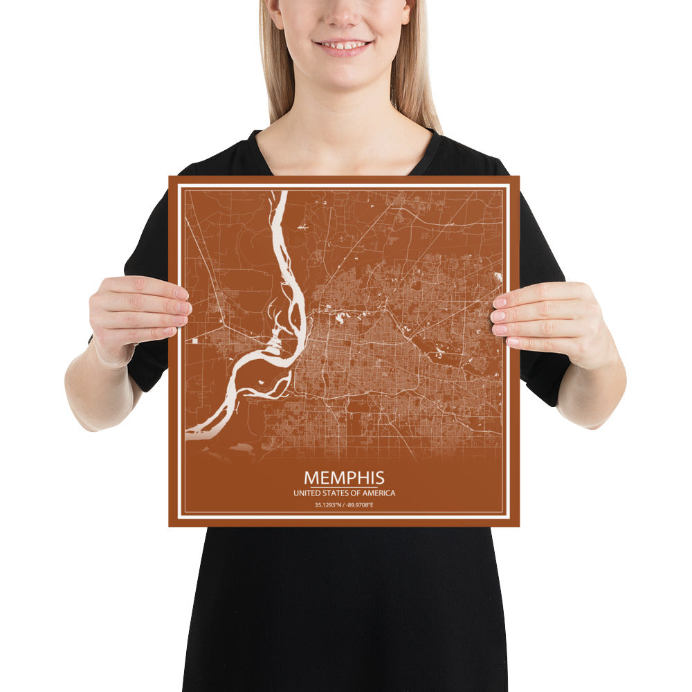 Memphis Brown and White Paper Map