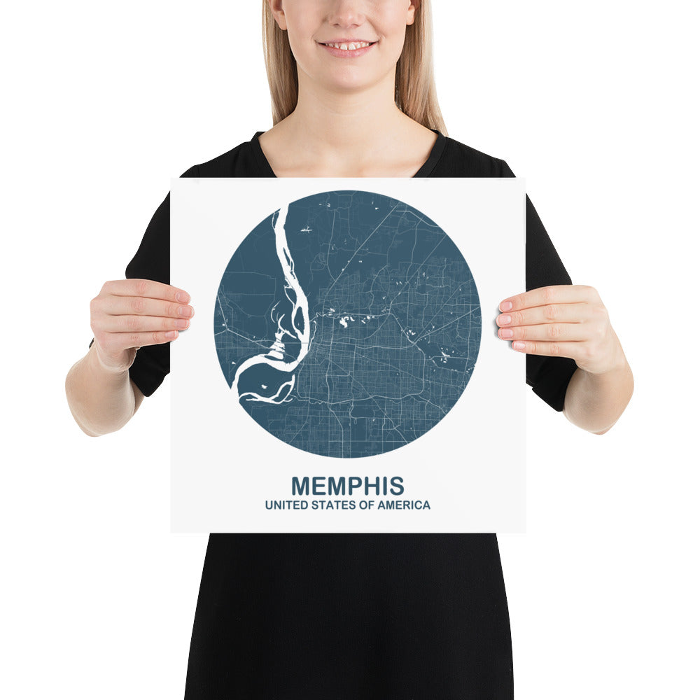 Memphis Circular Blue Paper Map