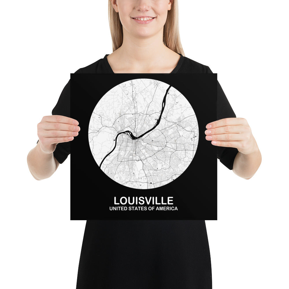 Louisville Circular White Paper Map