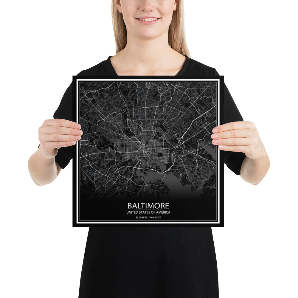 Baltimore Black Paper Map