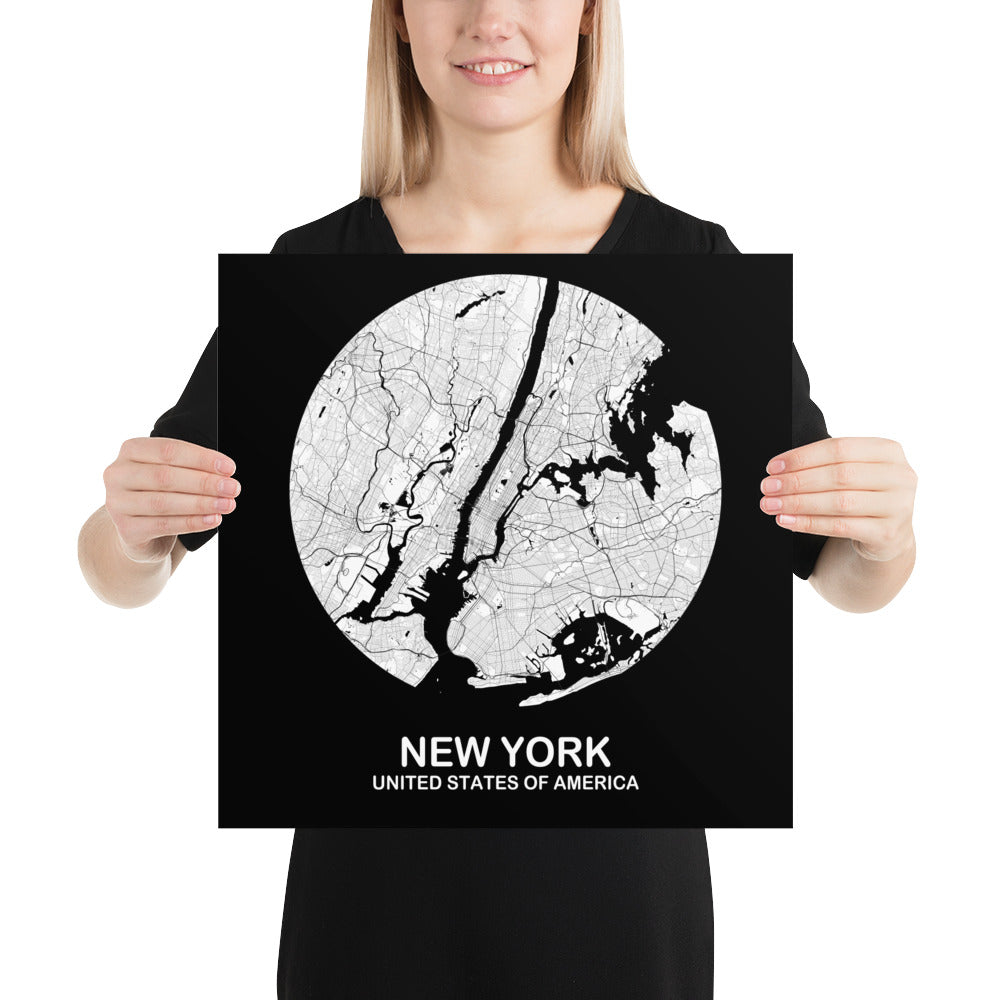 New York Circular White Paper Map