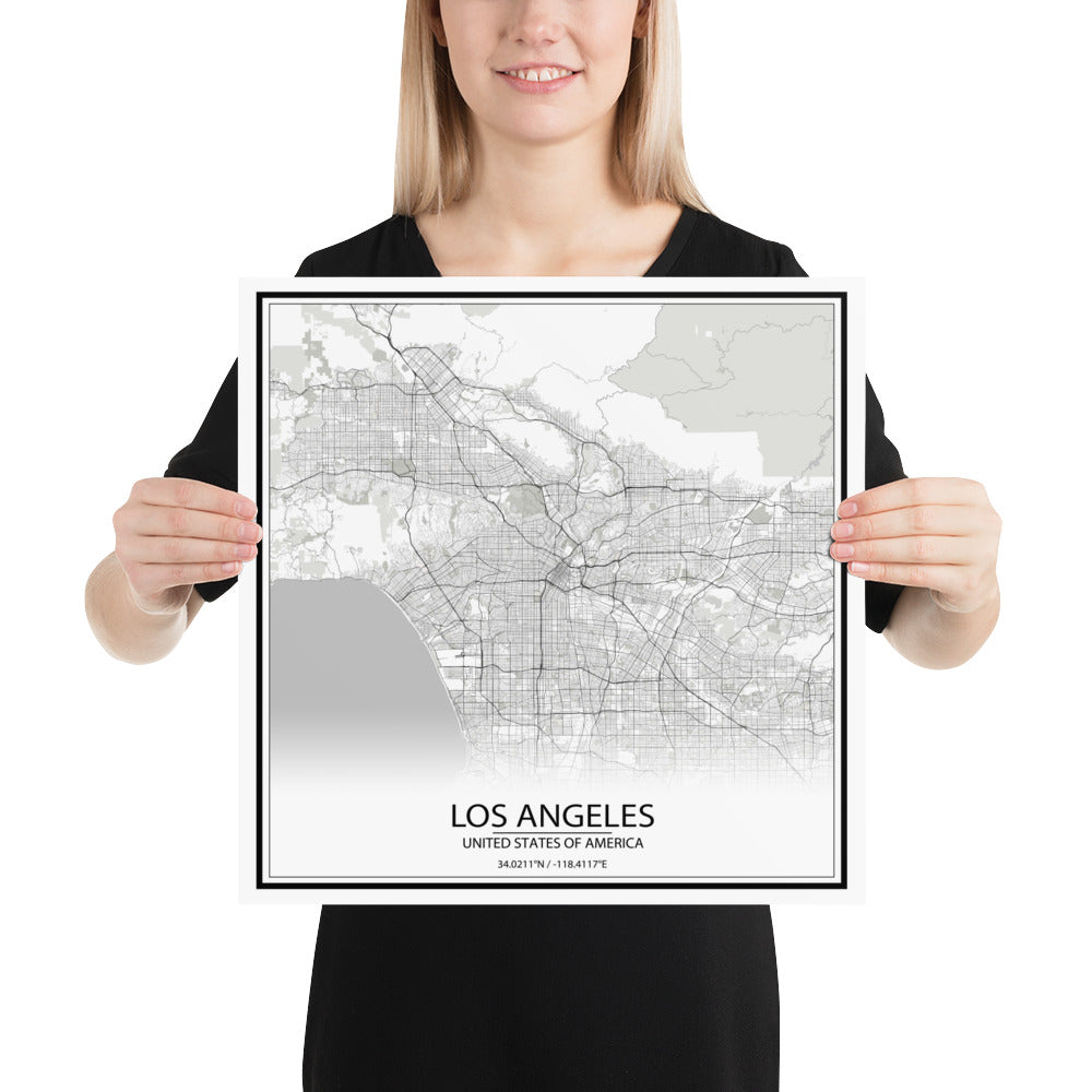 Los Angeles White Paper Map