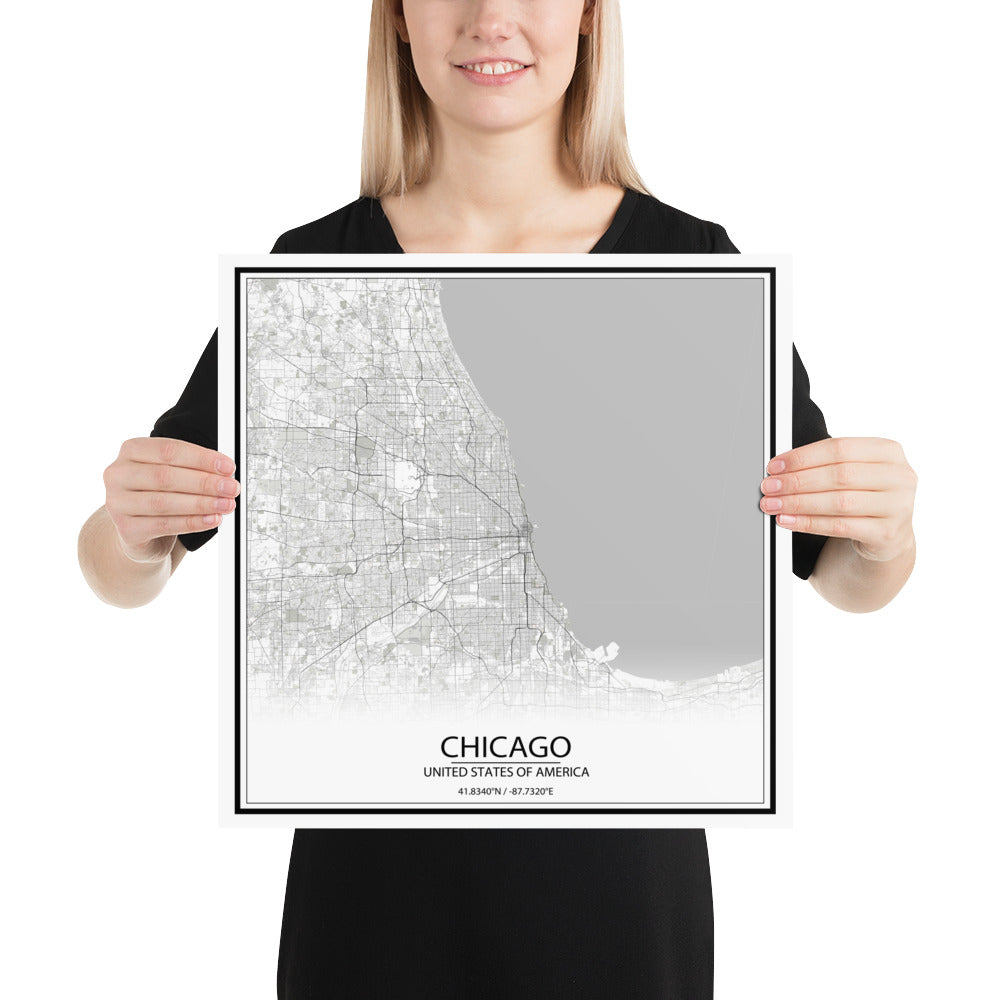 Chicago White Paper Map