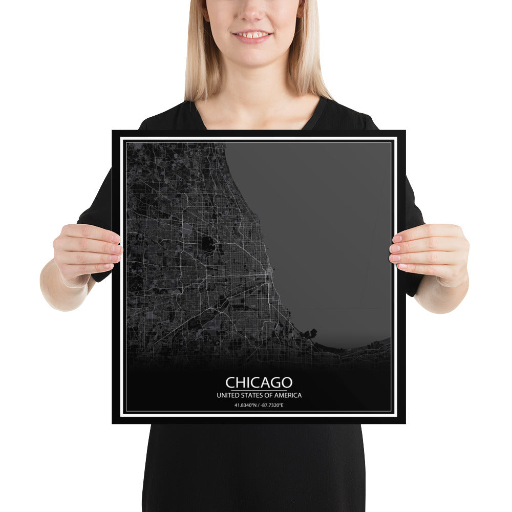 Chicago Black Paper Map