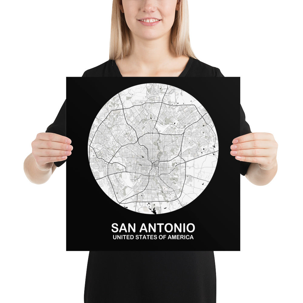 San Antonio Circular White Paper Map