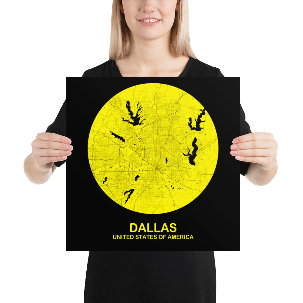 Dallas Circular Yellow Paper Map