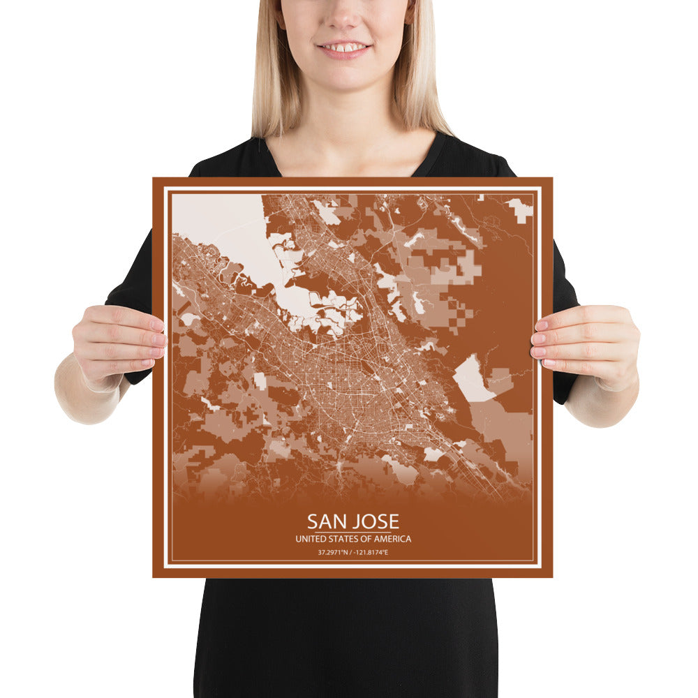 San Jose Brown and White Paper Map