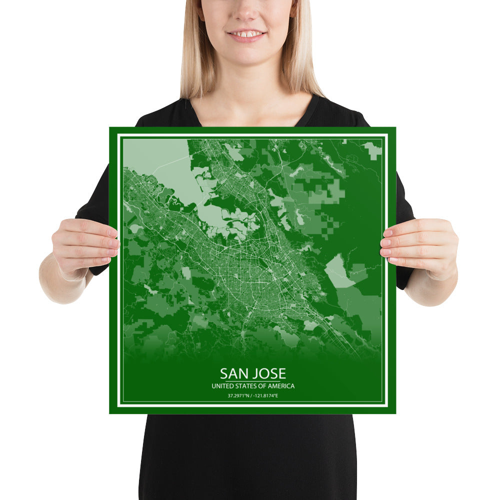 San Jose Green and White Paper Map