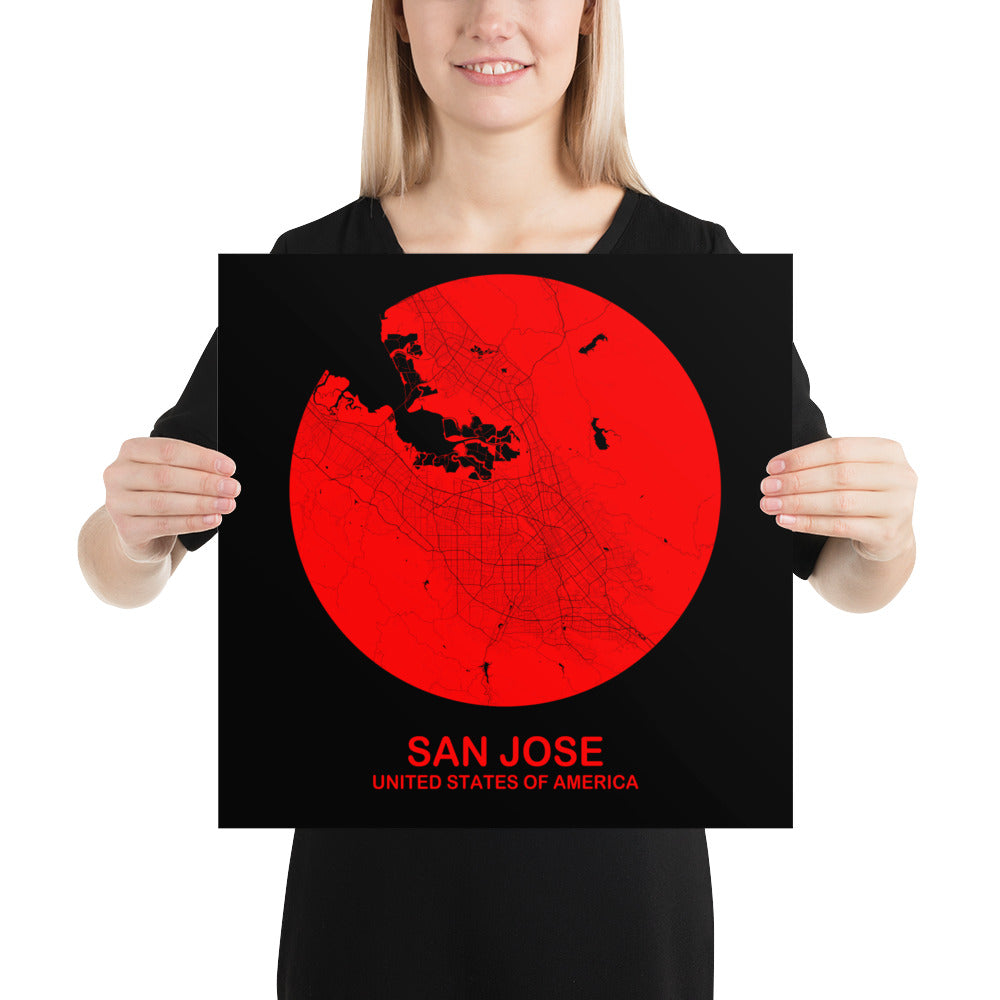 San Jose Circular Red Paper Map