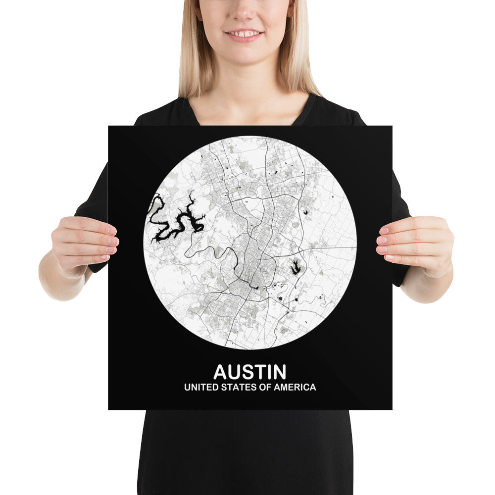 Austin Circular White Paper Map